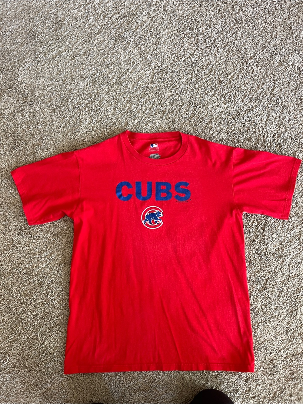 Majestic Red Cubs Graphic Tee with Blue Logo